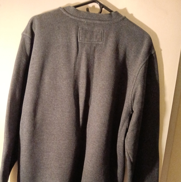 L L Bean Katahdin Iron Works Waffle Fleece Henley shirt -Charcoal Heather - XL - Picture 4 of 7